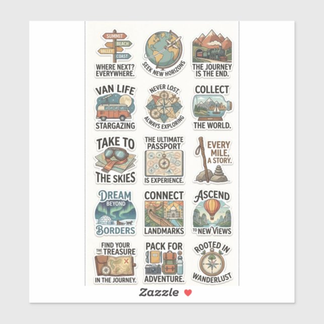 Roam Beyond – Explorer’s Journey Sticker Pack (Sheet)
