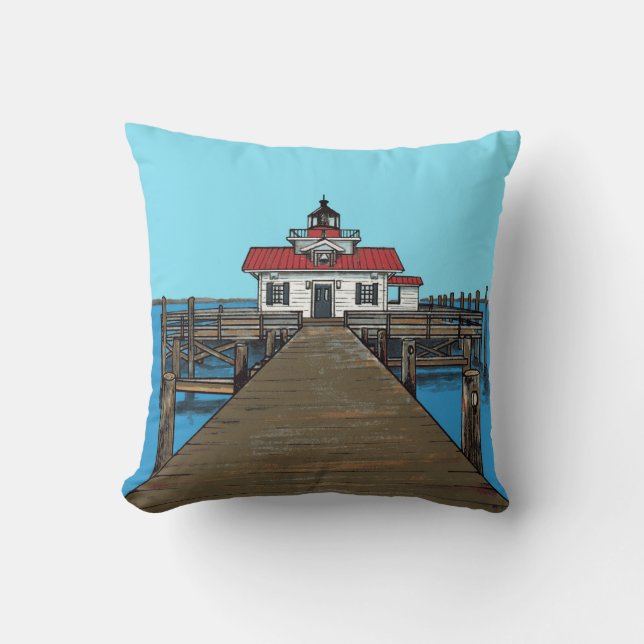Roanoke Marshes Lighthouse-pillow Throw Pillow (Front)