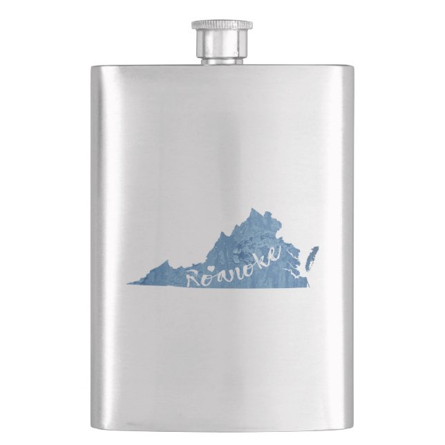 Roanoke Virginia Wood Grain Hip Flask (Front)