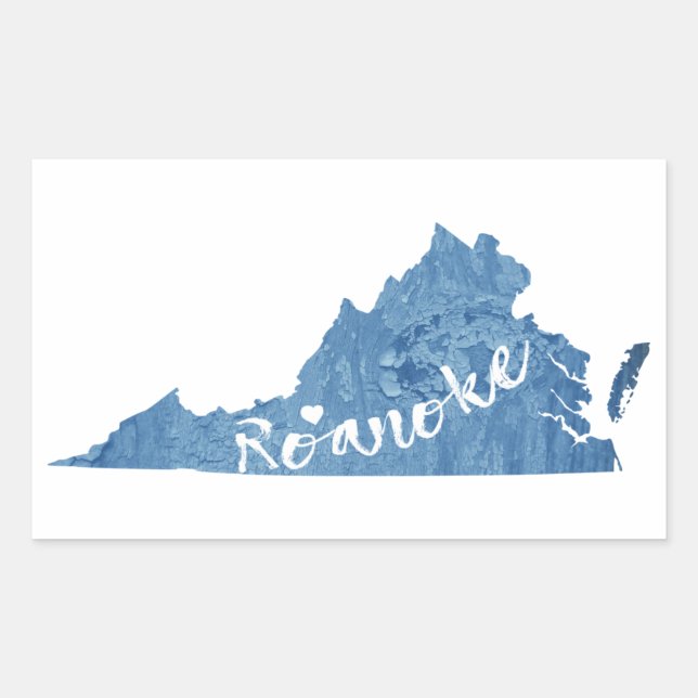 Roanoke Virginia Wood Grain Sticker (Front)