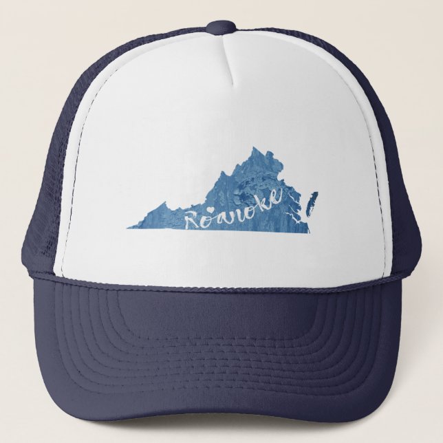 Roanoke Virginia Wood Grain Trucker Hat (Front)