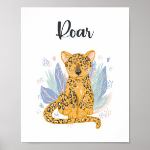 Roar Cheetah Leopard Nursery Art Poster