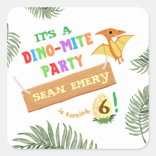 Roar Colour: Stunning Dinosaur Birthday Square Sticker
