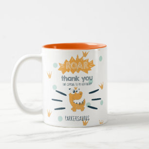 ROAR Dinosaur Birthday Favour Personalized Two-Tone Coffee Mug