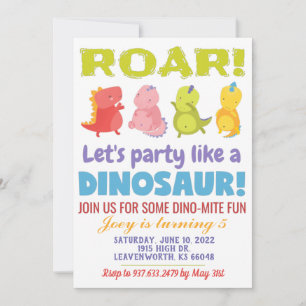 Roar Dinosaur Birthday Invitation
