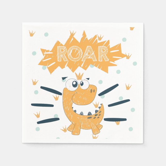 ROAR Dinosaur Birthday Napkin (Front)