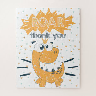 ROAR Dinosaur Birthday Thank you Favour Jigsaw Puzzle