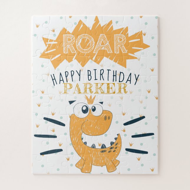 ROAR Dinosaur Happy Birthday personalized Jigsaw Puzzle (Vertical)