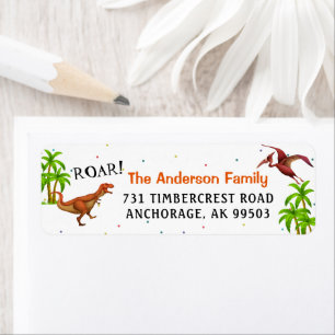 Roar Dinosaur Jungle Birthday Party Return Address
