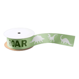 Roar Dinosaur Silhouettes Satin Ribbon