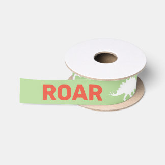 Roar Dinosaur Silhouettes Satin Ribbon