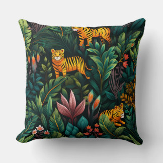 Roar & Explore Rainforest Botanical Throw Pillow