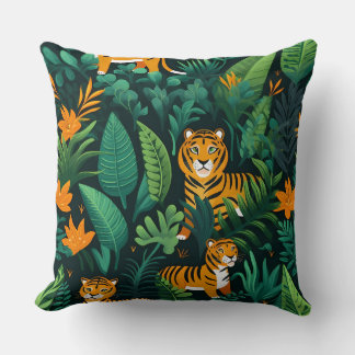 Roar & Explore Rainforest Botanical Throw Pillow
