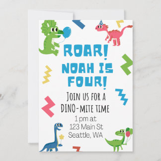 Roar I am Four Birthday Invitation