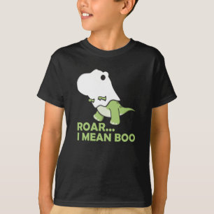 Roar I Mean Boo Cute Kawaii Halloween T-Rex Ghost T-Shirt