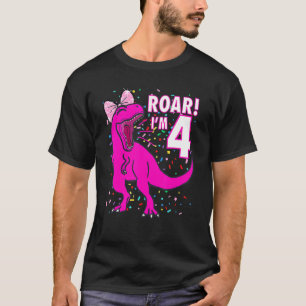 Roar I'm 4 Four Year Old Dinosaur Birthday 4th Din T-Shirt