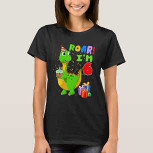 Roar I'm 6 Rex Dinosaur 6th Birthday Matching Kids T-Shirt