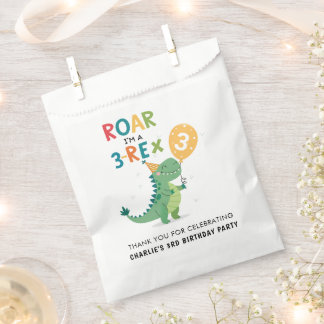 Roar I'm a 3-Rex Kids Third Birthday Party Favour Bag