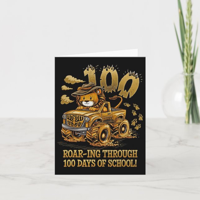 Roar-ing Through 100 Days Of School  Card (Front)