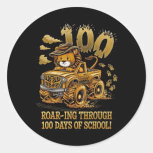 Roar-ing Through 100 Days Of School  Classic Round Sticker