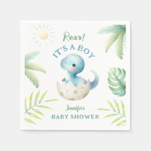 Roar It's a Boy! Cute Dino Dinosaur Baby Shower Napkin
