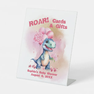 Roar! Its A Girl T-Rex Dinosaur Cards & Gifts Pedestal Sign