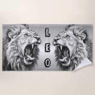 Roar of Leo the Lion  Beach Towel