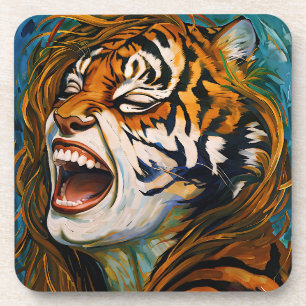 Roar of the Wild Heart – Colourful Tigress Coaster