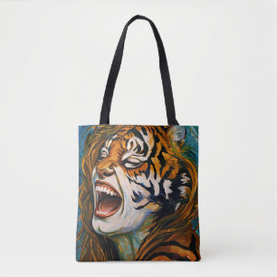 Roar of the Wild Heart – Colourful Tigress Tote Bag