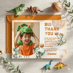 Roar & Score Basketball Dino Boy Birthday Thank Yo You Card