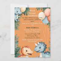 Roar Stomp Orange Little Dino Turning One Birthday