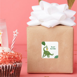 Roar We're 4 - Twins Dinosaur Birthday Party  Square Sticker