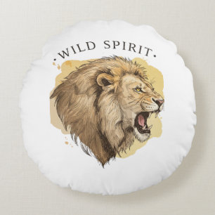 Roar with Elegance: Vintage Lion Roaring Pillow