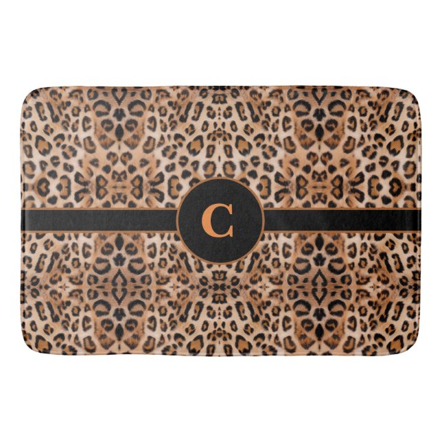 Roar with Style: Custom Leopard Print Bath Mat  (Front)