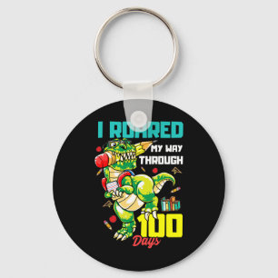 Roared My Way Through 100 Days Dinosaur T Rex For Keychain