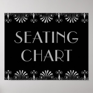 Roarin 20s Silver on Black Art Deco Seating Sign