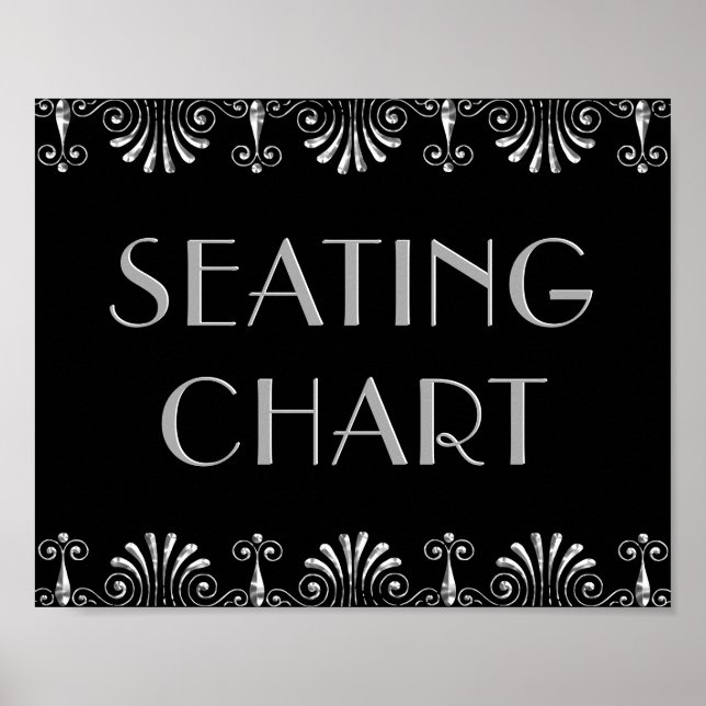 Roarin 20s Silver on Black Art Deco Seating Sign (Front)