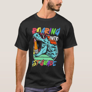 Roaring 1st Grade Dinosaur Rex Back To School Boys T-Shirt