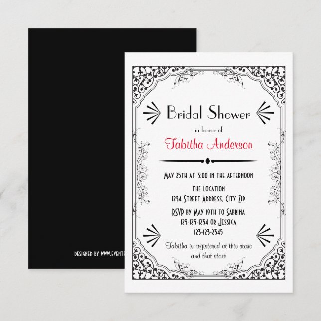 Roaring 20s - 3x5 Bridal Shower Invitation (Front/Back)