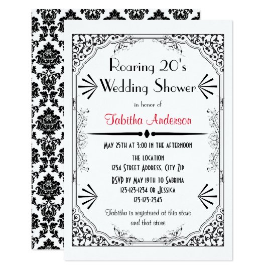 Roaring 20s - 3x5 Wedding Shower Invitation