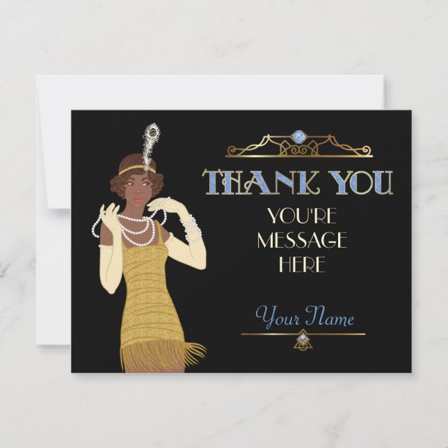 Roaring 20s African American Flapper Thank You (Front)