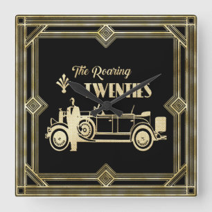 Roaring 20's art deco 1920 square wall clock