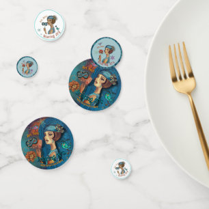 Roaring 20's Art Deco Blue Confetti