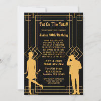 Roaring 20s art deco flapper girl and gangster