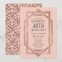 Roaring 20s Art Deco Rose Gold 40th Birthday