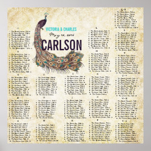 Roaring 20s Damask Peacock Gold Seating Chart