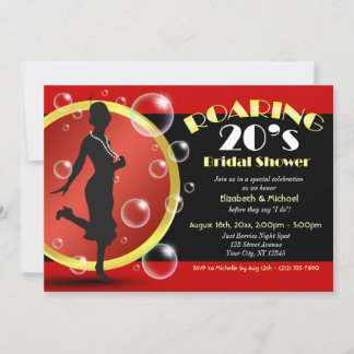 Roaring 20's Flapper Girl Bridal Shower Invitation