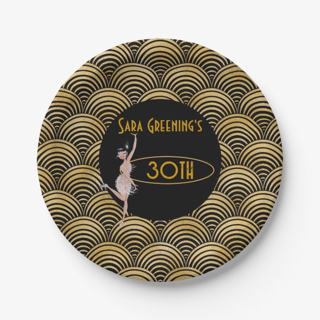 Roaring 20's Flapper Twenties Great Gatsby 1920 Paper Plate (Front)