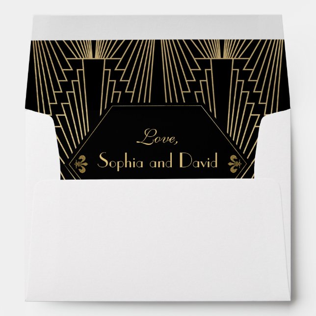 Roaring 20s Great Gatsby 1920s Art Deco Wedding Envelopes (Back (Bottom))