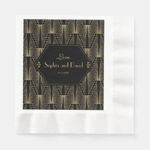 Roaring 20s Great Gatsby 1920s Art Deco Wedding Napkin